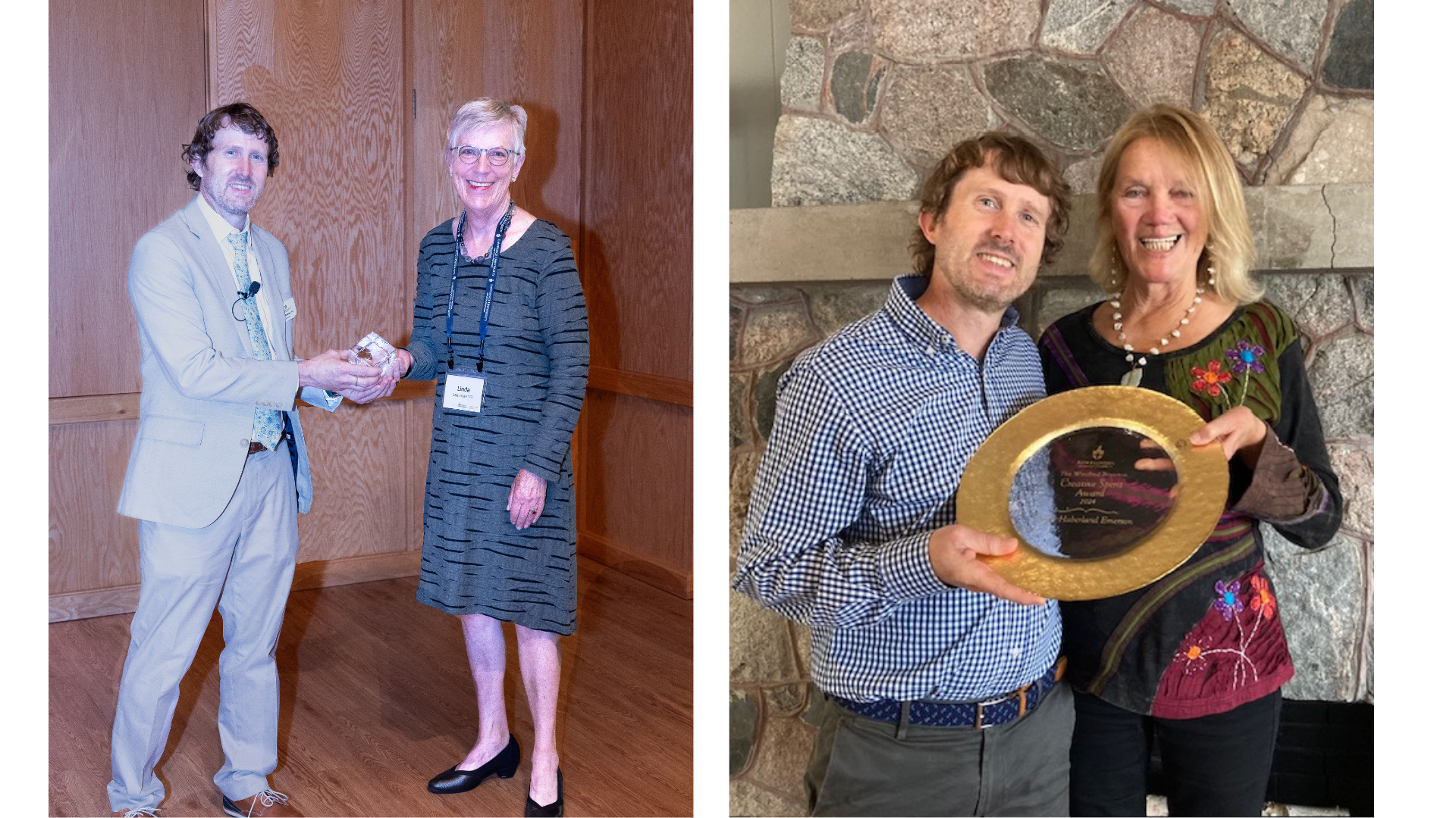 two women are presented awards