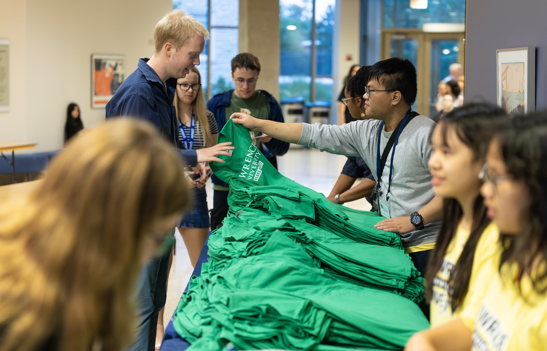 First-year students receive T-shirts as part of Welcome Week 2023.