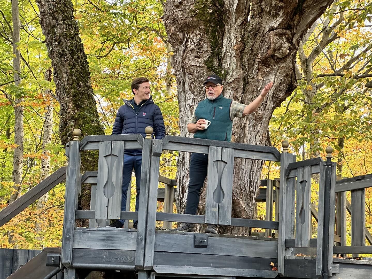 listening to sounds from atop the Door Shakespeare set