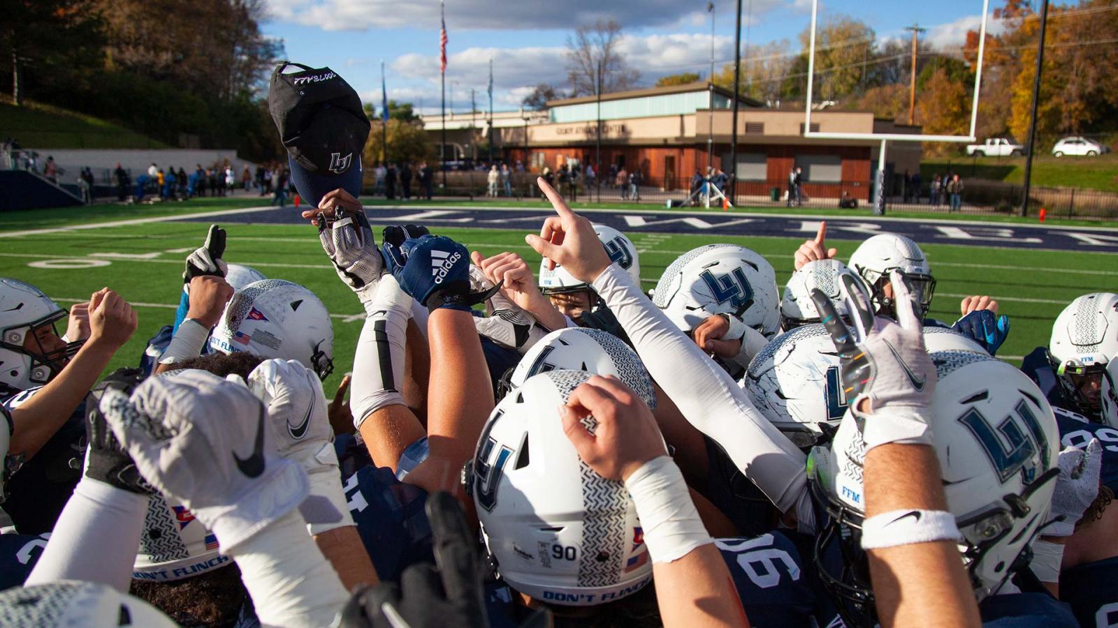 Lawrence football team pregame celebration at Banta Bowl