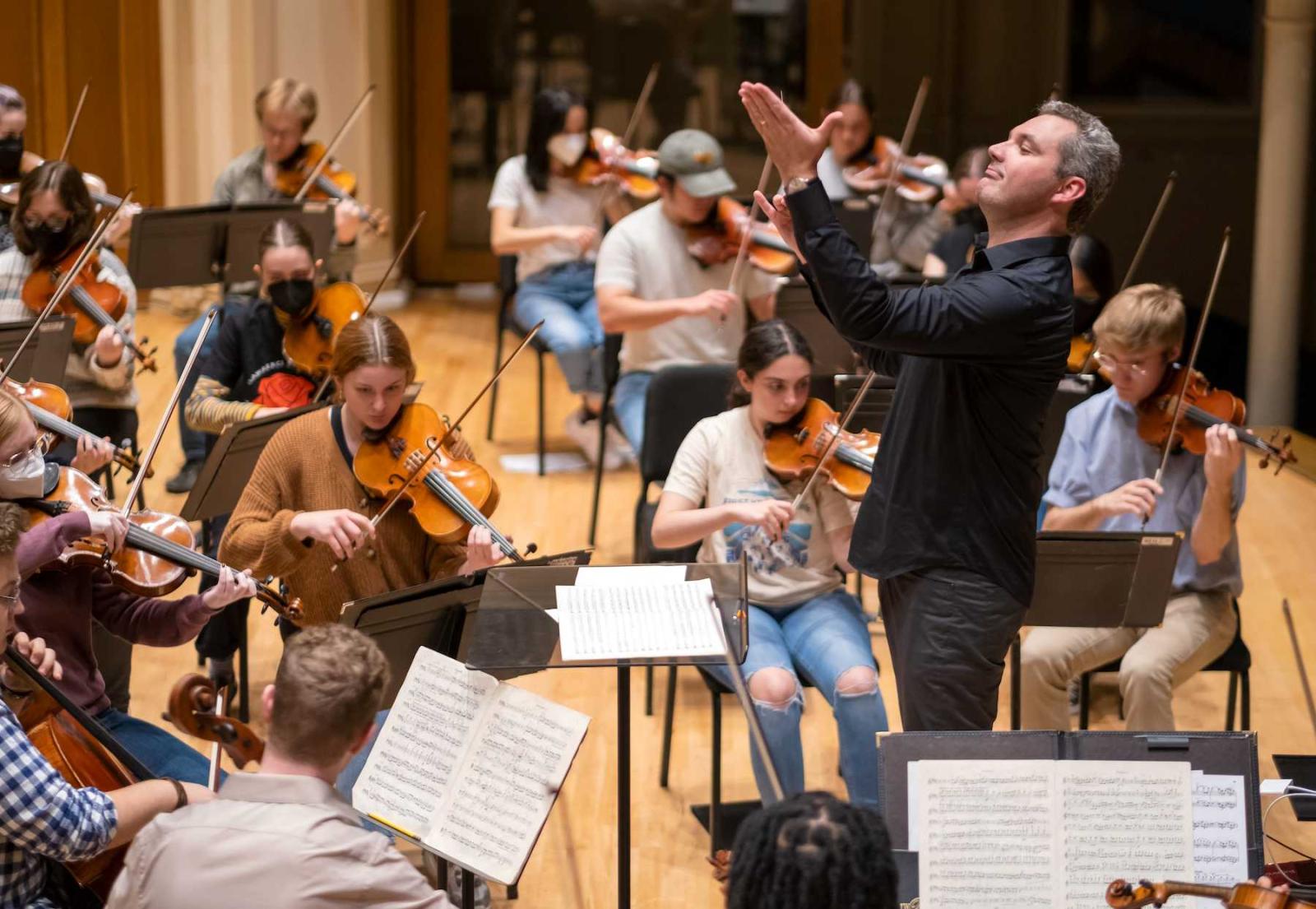 Mark Dupere leads the Lawrence Symphony Orchestra through a rehearsal in advance of Kaleidoscope.