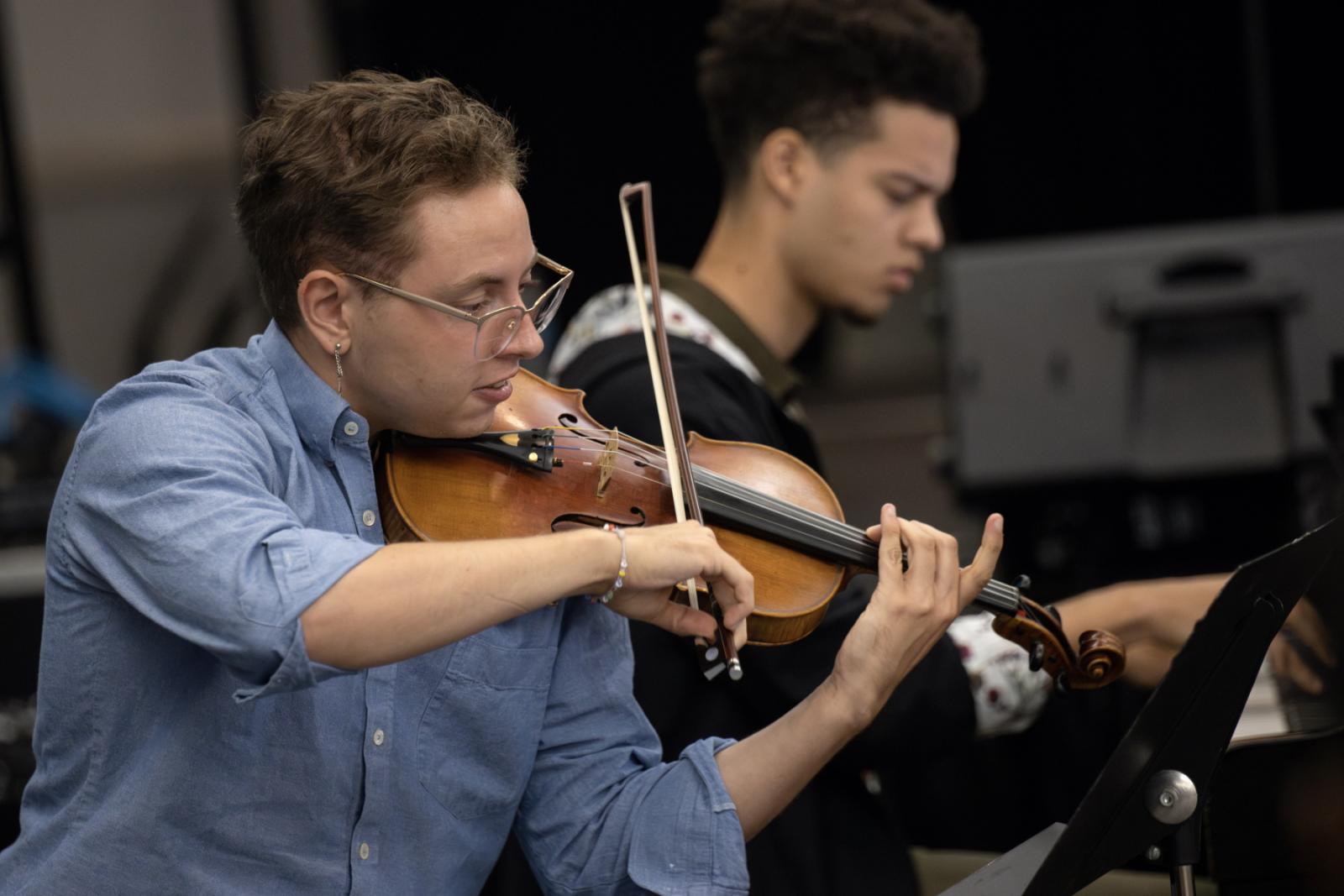 Students with Decoda Chamber Music Festival perform during a show that was part of Mile of Music in 2022.