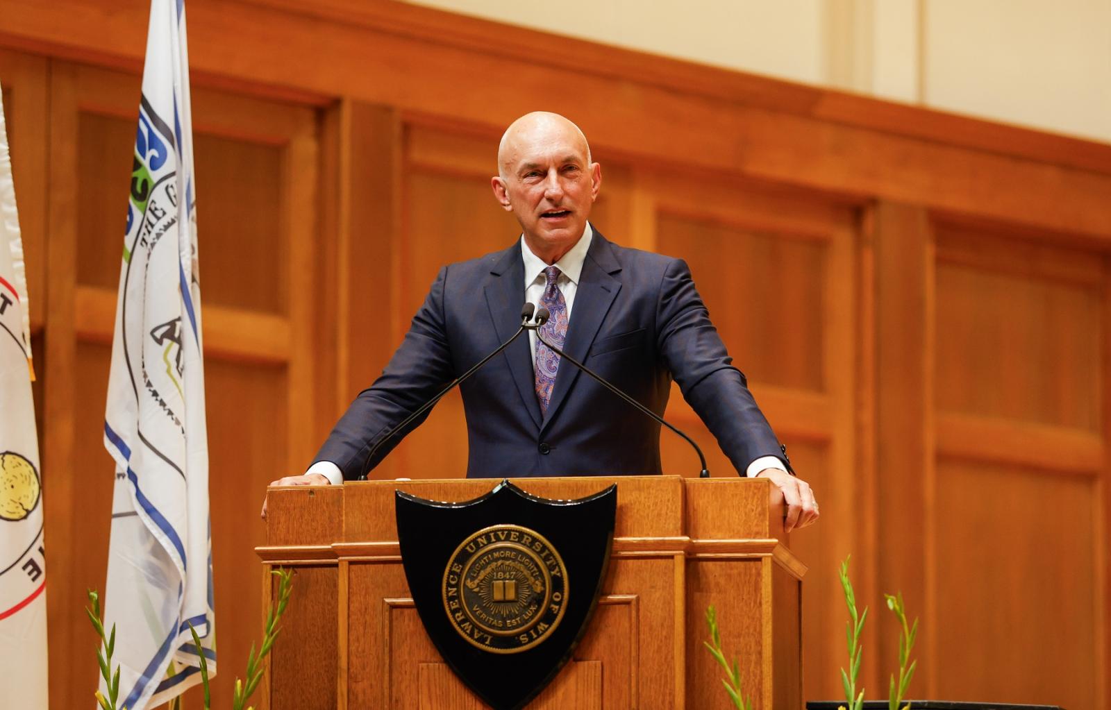 James Gandre '81 delivers his address at the Baccalaureate service in Memorial Chapel.