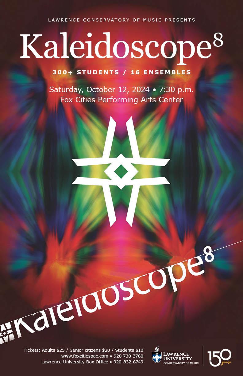 Kaleidoscope 8 event poster for October 12, 2024, 7:30 pm at the Fox Cities Performing Arts Center.