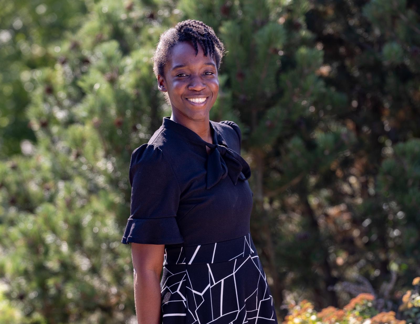 Ornella Hills poses for a portrait on campus.