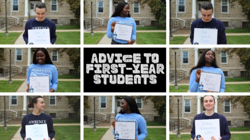 "Advice to first-year students", a collage of students