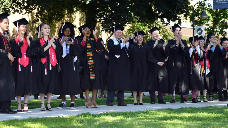 2022 grads lined up cheering