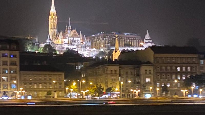 Budapest is seen at night from the cruise ship on the Danube River. (Photo courtesy of Mark Breseman)