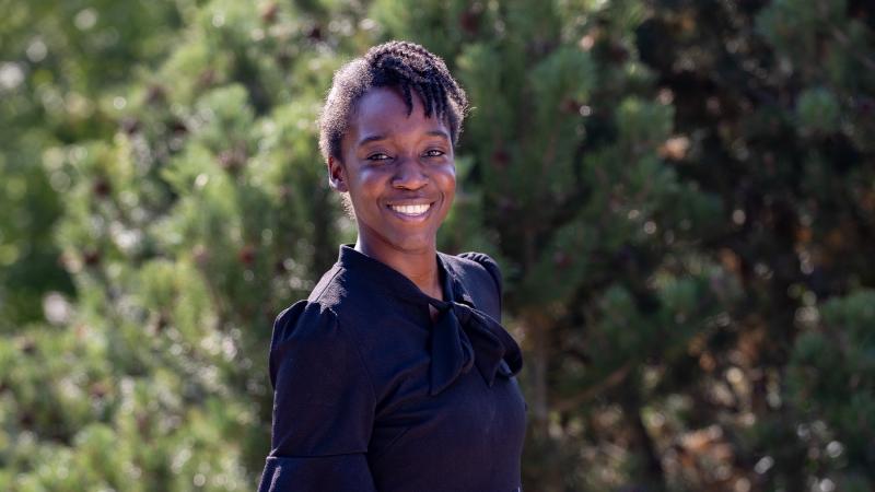 Ornella Hills poses for a portrait on campus.