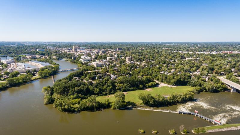 The Fox River cuts through the Lawrence campus.