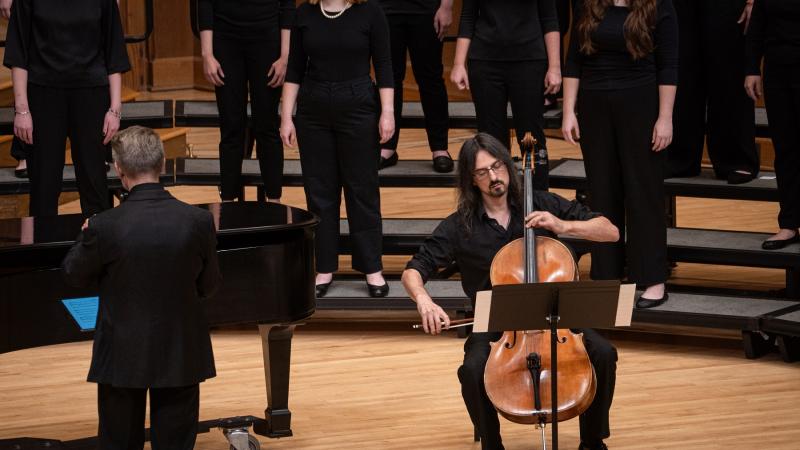 Kivie Cahn-Lipman performs earlier this year with Cantala at Memorial Chapel..